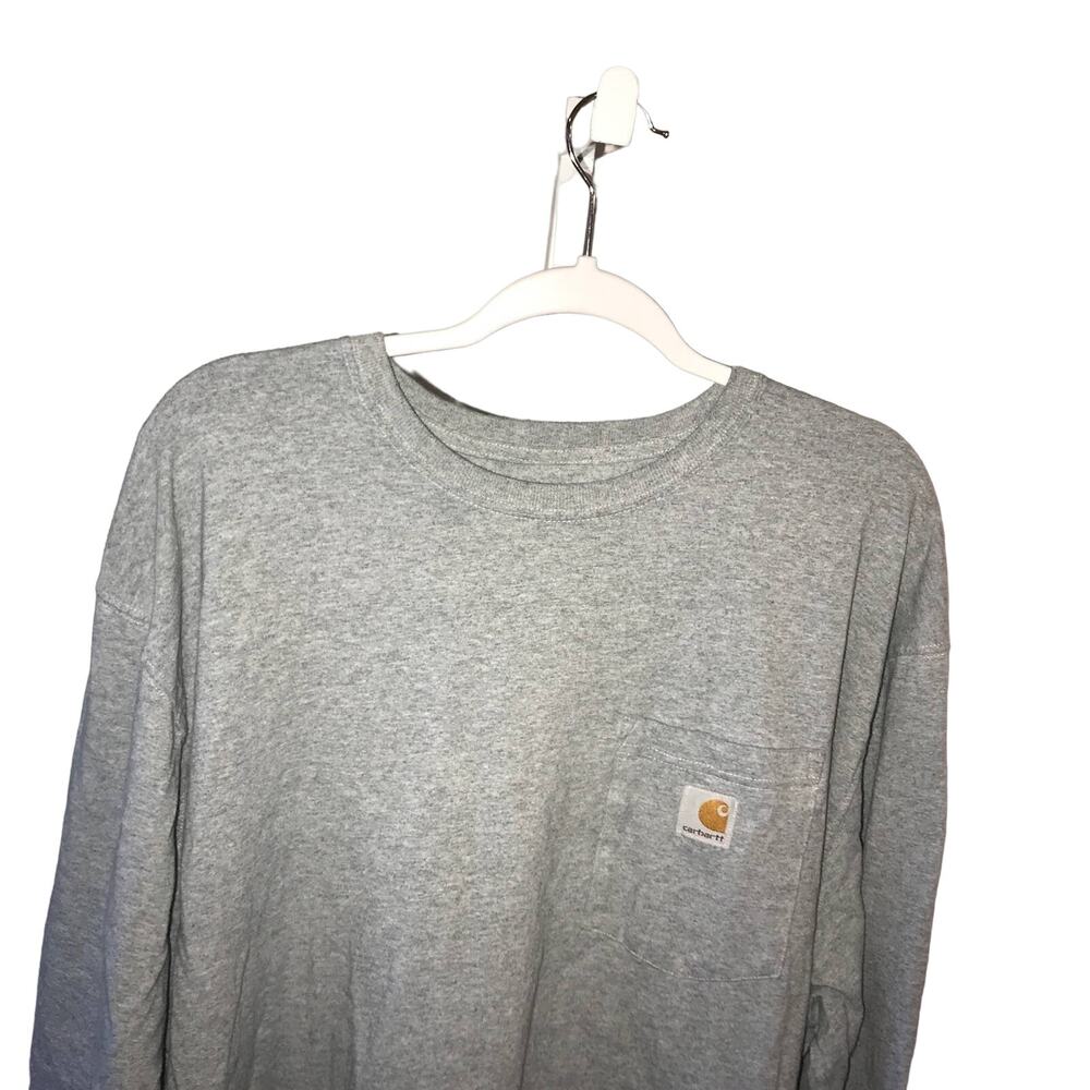 Carhartt Men's Grey Long Sleeve Chest Pocket Tee Shirt - Picture 5 of 9